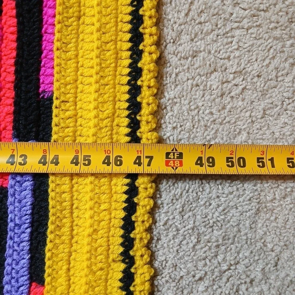 Handmade Afghan Crochet Blanket Yellow Neon 33.5